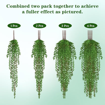 Waipfaru 4Pcs Fake Hanging Plants 2.7ft Fake Plants Eucalyptus Leaves UV Resistant Fake Vines Ivy Artificial Plants Outdoor Faux Plants Indoor Bedroom Living Room Boho Wall Porch Shelf Decor