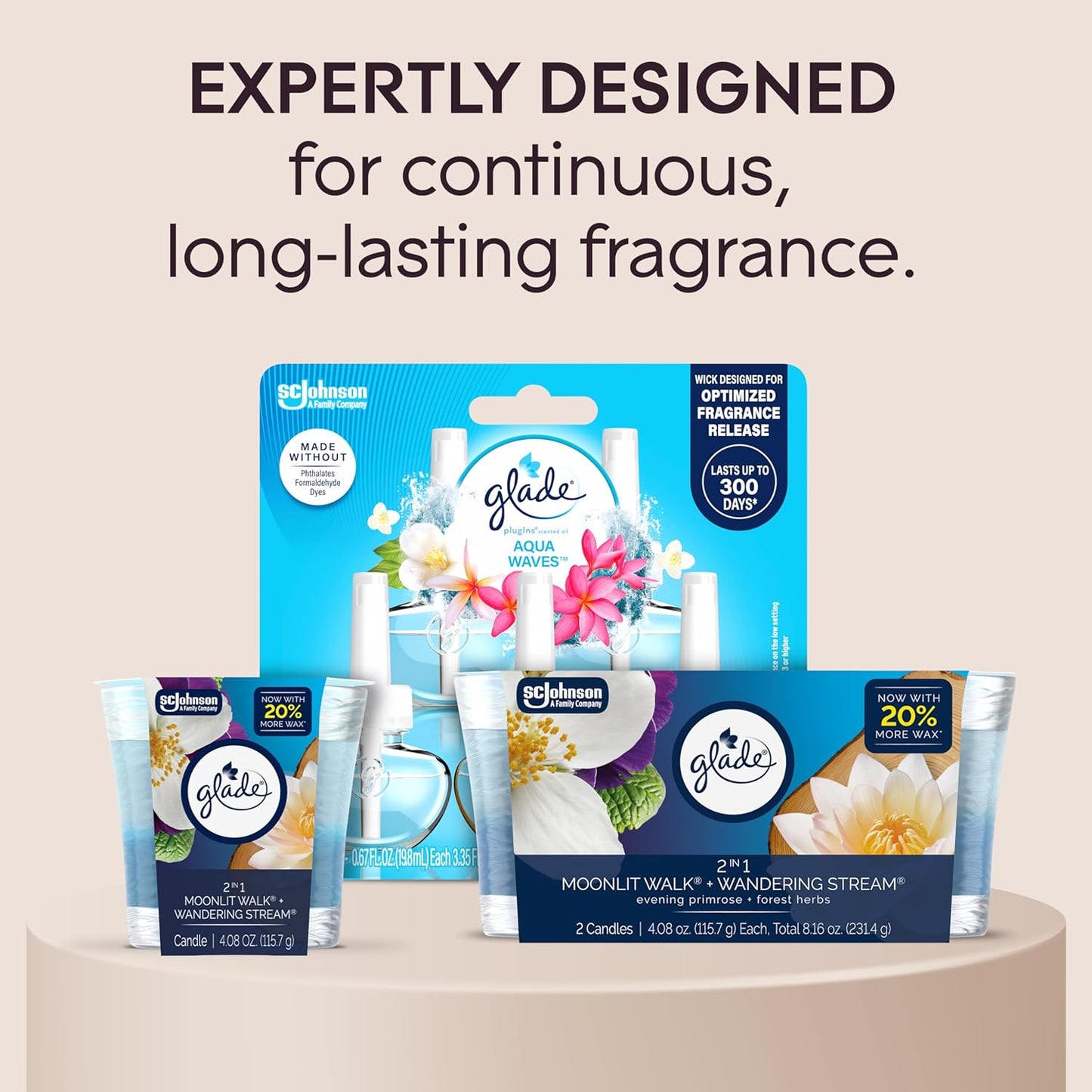 Glade 1-Wick Scented Candle Jar, Angel Whispers, Air Freshener Infused with Essential Oils, 4.08 Oz, 2 Count