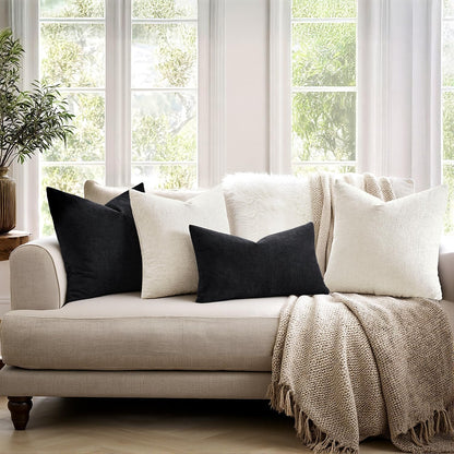 MIULEE Olive Green Couch Pillow Covers 18x18 Inch, Set of 2 Soft Chenille Decorative Square Throw Pillow Covers Farmhouse for Sofa Living Room Bed