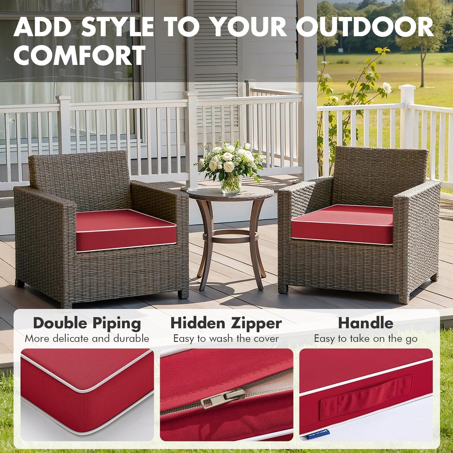 MIULEE Navy Blue 48 x 18 x 3 Outdoor Bench Cushion Waterproof Patio Chair Cushion with Adjustable Straps Set of 1 for Swing Patio Furniture 3-Year Color Fastness Garden Sofa Couch