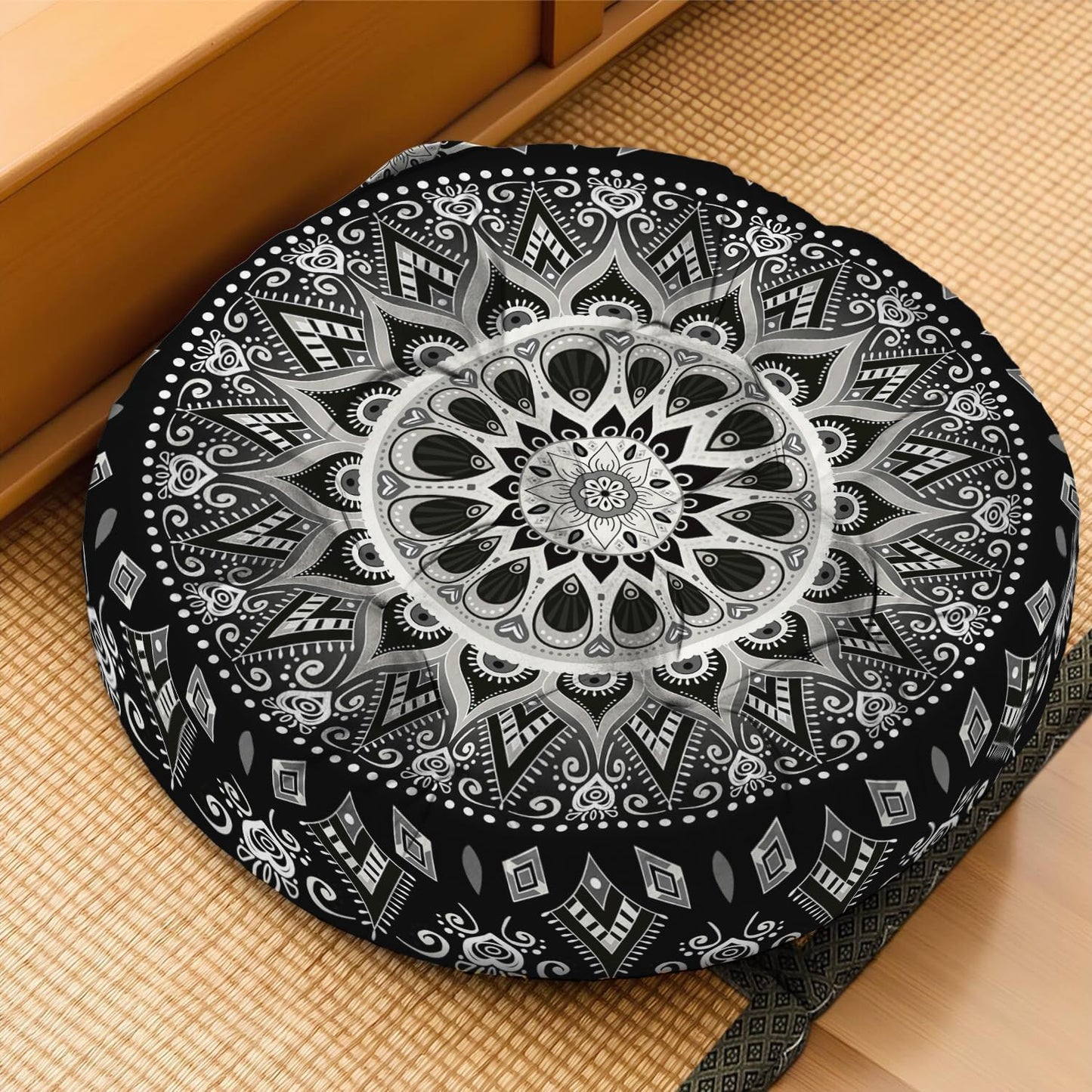 Mandala Meditation Cushion, Boho Meditation Mat, Meditation Pillows for Sitting on Floor, Cushions for Sitting in Home and Outdoor, Square Floor Pillow Cushion Seating for Yoga Accessories 22'' X 22''