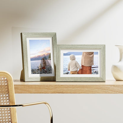 Vittanly 8x10 Picture Frames Set of 9, Shatter Resistant Plexiglass, Display 5x7 Pictures with Mat or 8x10 without Mat, Photo Frames for Wall or Tabletop, Engineered Wood, Black - Colors B