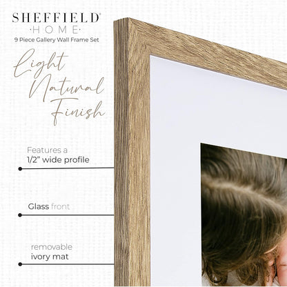 Sheffield Home 9 Piece Gallery Wall Frame Set, 11x14 in. matted to 8x10 in. (Matte Black)