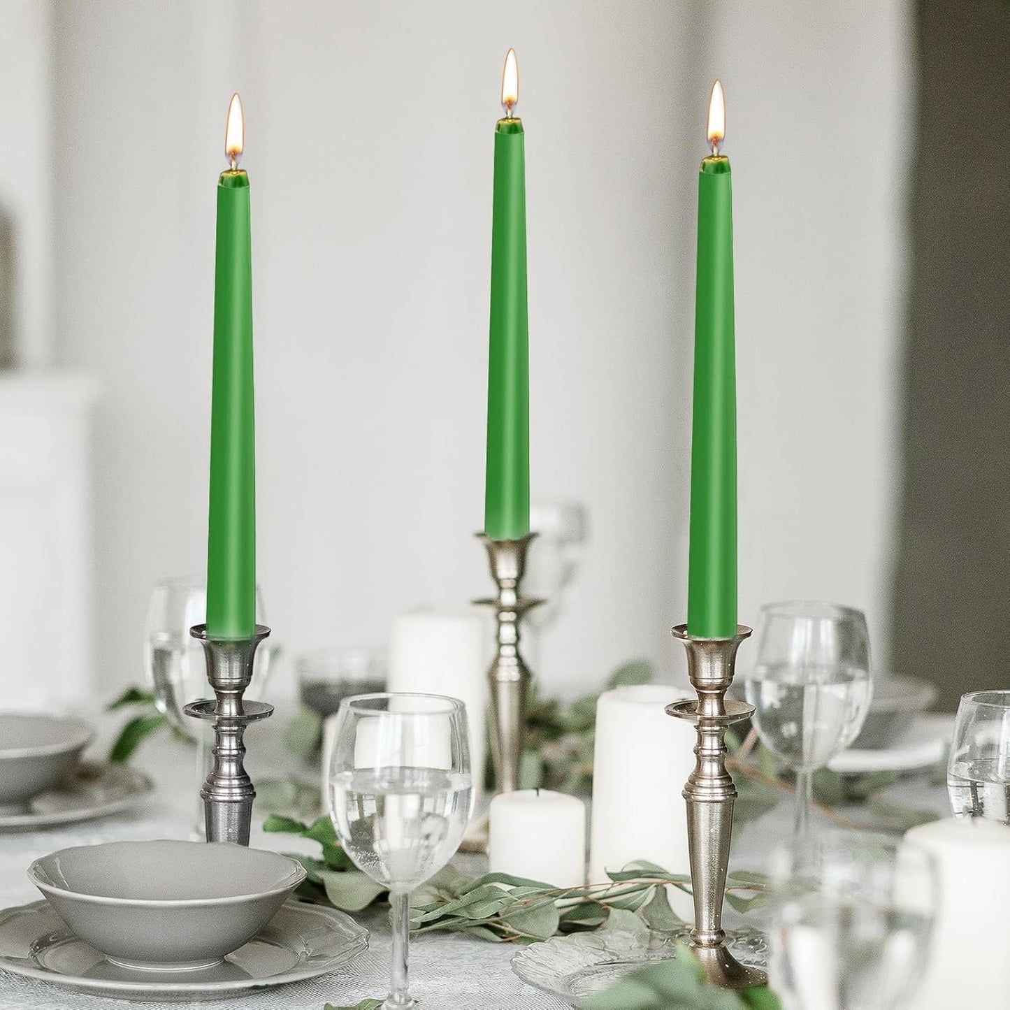 KONNI 0.87×10 Inch Ivory Taper Candles, Unscented and Smokeless Tall Candlesticks, 10 Pack Tapered Candles with Cotton Wicks, Long Burning, Ideal for Weddings, Dinner Parties, and Home Décor