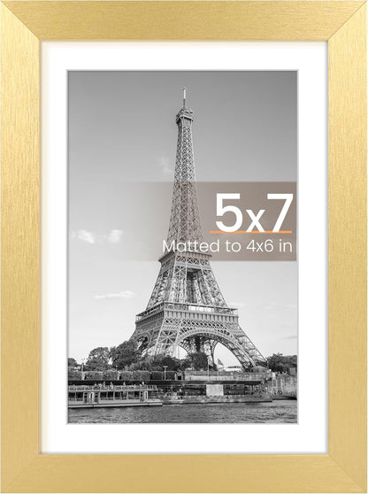 upsimples 8x10 Picture Frame, Display Pictures 5x7 with Mat or 8x10 Without Mat, Wall Hanging Photo Frame, Black, 1 Pack - Colors A