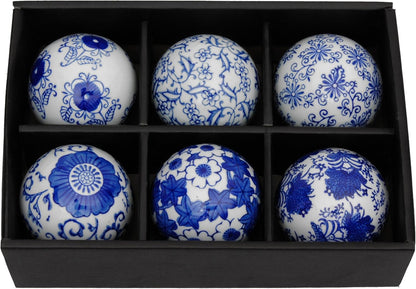 Red Lantern 3" Blue & White Decorative Porcelain Ball Set