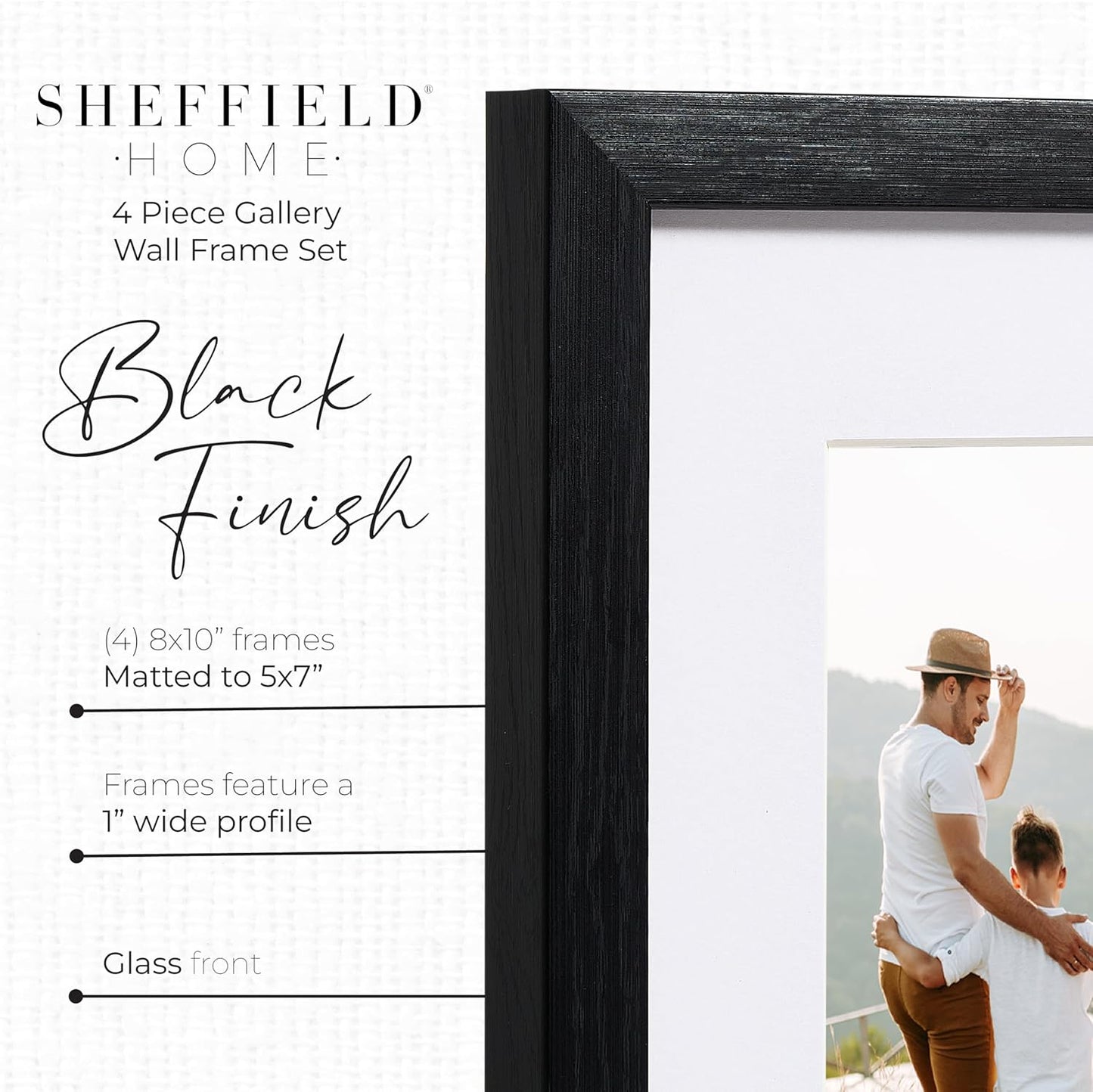 Sheffield Home 9 Piece Gallery Wall Frame Set, 11x14 in. matted to 8x10 in. (Matte Black)
