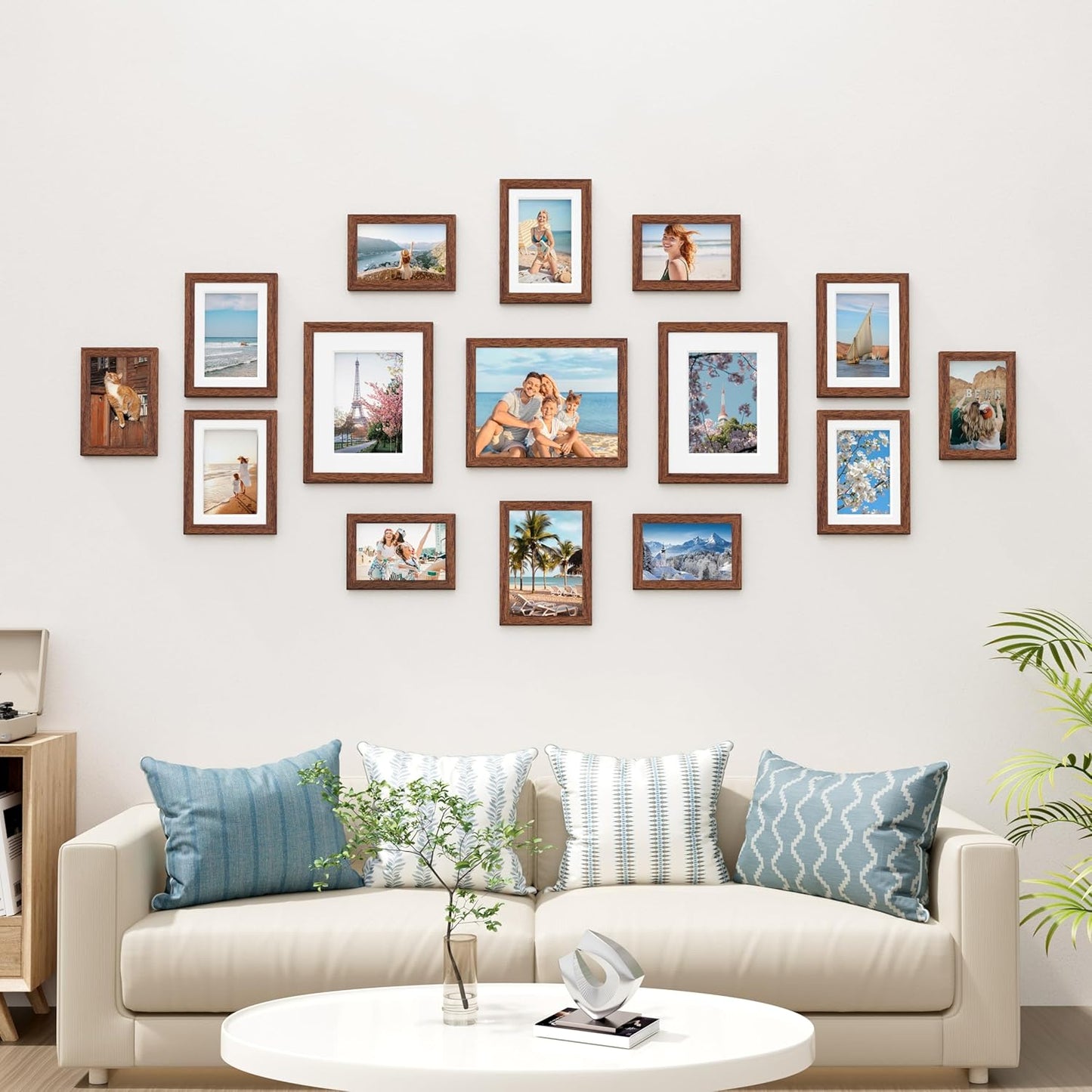 Vittanly 15 Pack Picture Frames Collage Wall Decor for Mounting or Tabletop Display, Gallery Frame Set for Family, Multi Sizes Including 3pcs 8x10, 6pcs 5x7, 6pcs 4x6, Black