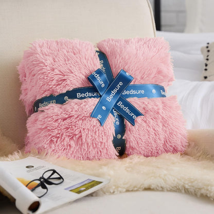 Bedsure GentleSoft Fluffy Fuzzy Faux Fur Throw Blanket for Couch, Soft Sherpa Fleece Cozy Gifts for Women, Plush Bed Blanket Room Decor for Men, Thick Warm Minky Teen Gifts Winter Bedding