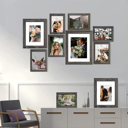 SESEAT Picture Frames Collage, Gallery Wall Frame Set with 11x14 8x10 5x7 4x6 Frames in 3 Different Finishes, Set of 10