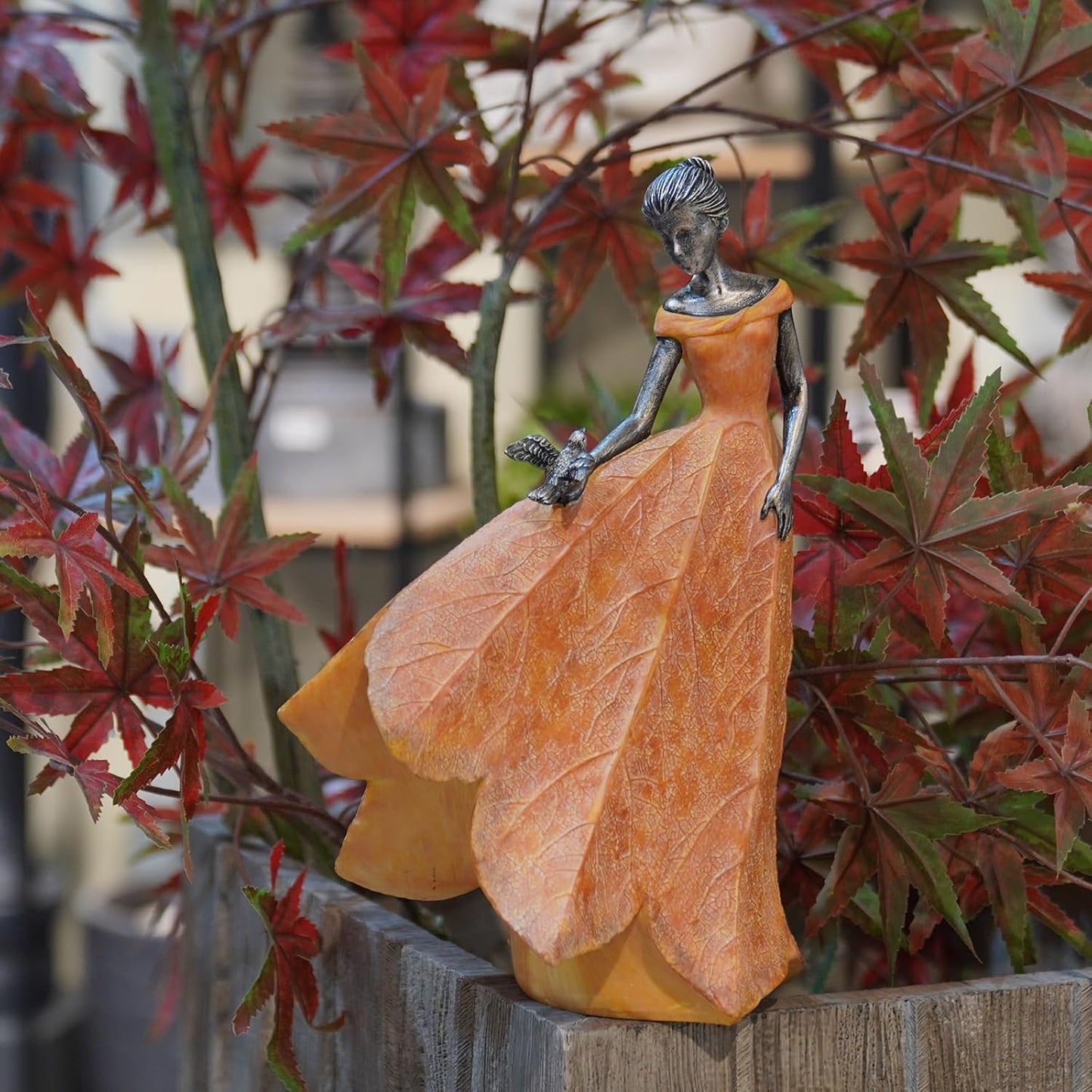 Guichifun Fairy Statue Collection Home Decoration - Leaf Angel Girls Resin Modern Table Decor for Living Room Office Sculpture Decor for Women Indoor Rustic Figurines Gift 5 x 3 x 7.5 Inch