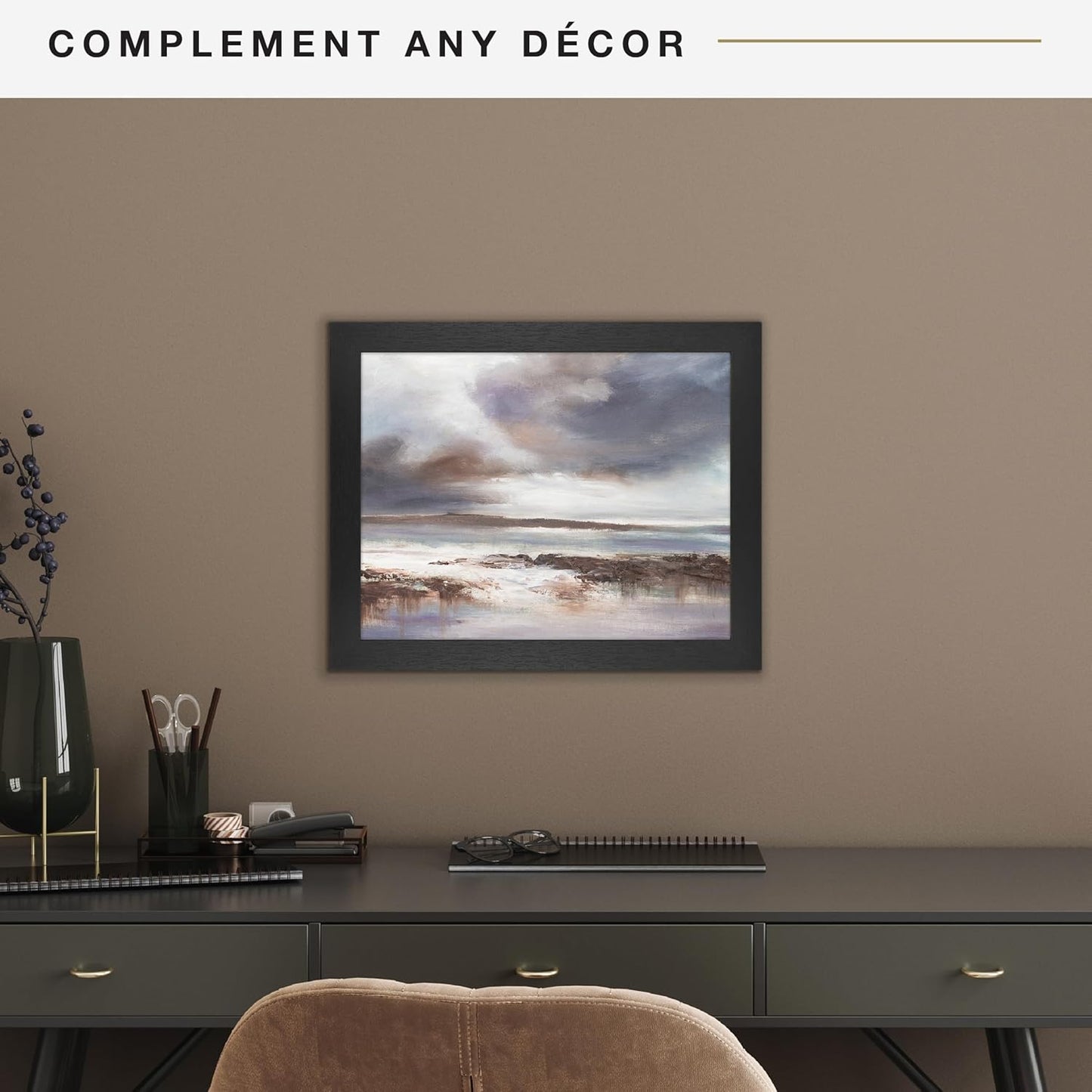 MCS Studio Gallery 16x24 Poster Frame Black Woodgrain Engineered Wood, Vertical & Horizontal Wall Hanging Large Picture Frame for Photos, Posters & Art Prints (1-Pack)