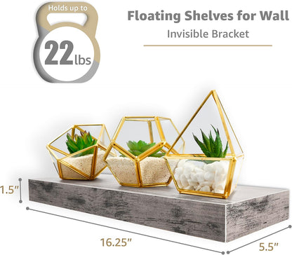 Sorbus Floating Shelves for Wall – 16 Inch Floating Shelf for Kitchen, Bedroom, Living Room, Bathroom, Home & Wall Decor - Mounted Bathroom Shelves with Invisible Brackets (Maple Wood, 2 Pack)