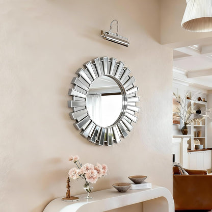 SHYFOY 23.6" Gold Sunburst Wall Mirror, Round Beveled Decorative Mirror with Layered Metal Frame, Glam Luxury Accent Wall Mirror for Living Room, Entryway & Bedroom
