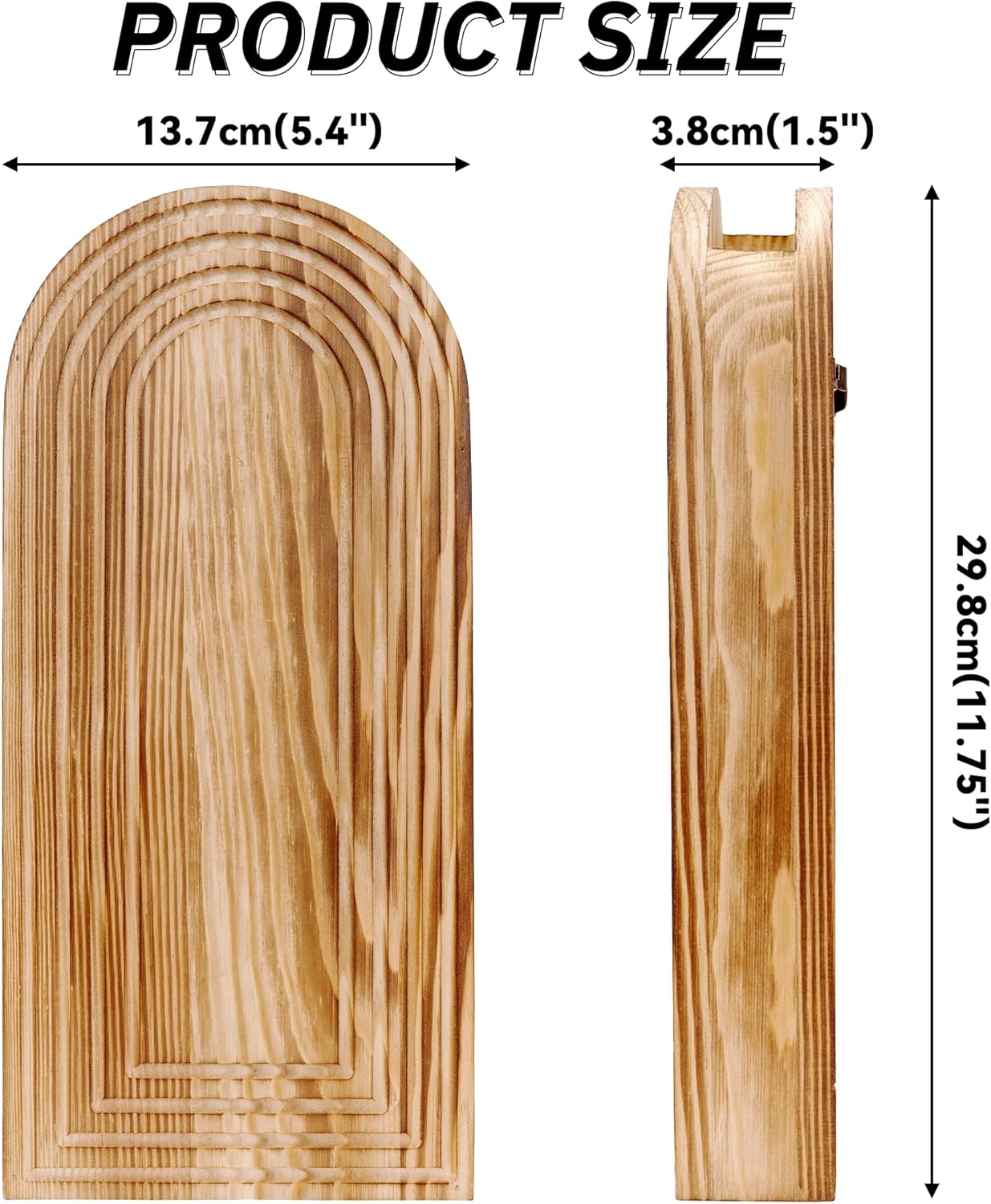 Set of 2 Wooden Vases with Pampas Grass and Eucalyptus – Boho Decor for Living Room, Modern Farmhouse Entryway or Bathroom, Rustic Art for Home Decoration