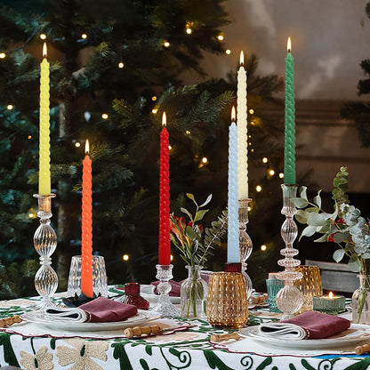 30-Pack 10-Color Taper Candles - 10 Inch Dripless & 10-Hour Burn｜Wedding/Birthday/Home Decor with Premium Wax