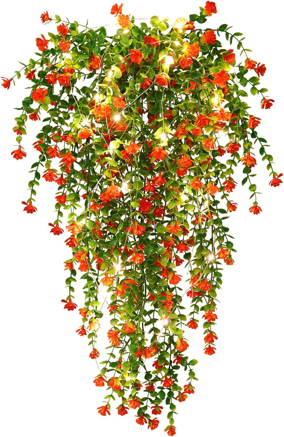 RECUTMS Artificial Hanging Plants Fake Hanging Plant Faux Eucalyptus Leaf Greenery Vine Outdoor UV Resistant Plastic Plants Home Garden Wedding Party Indoor Outdoor Decorations(White)