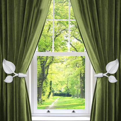 HIKMLK Leaf Shaped Curtain Tieback Holdbacks 2pcs, Handmade Metal Curtain Side Holders for Wall, Curtain Hook Pull Backs for Drapes Window Decoration