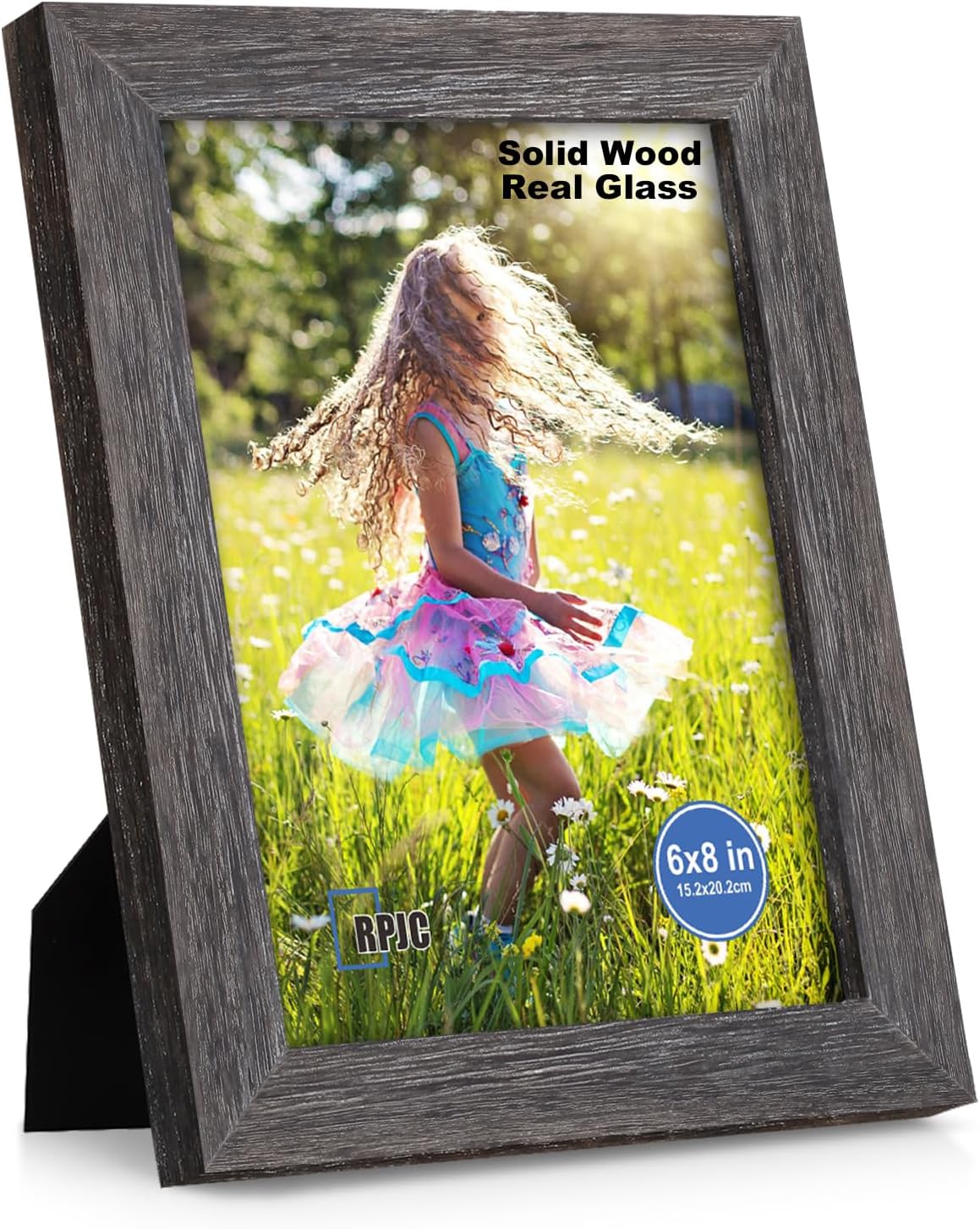 RPJC 5x7 Picture Frames Made of Solid Wood High Definition Glass for Table Top Display and Wall Mounting Photo Frame Black