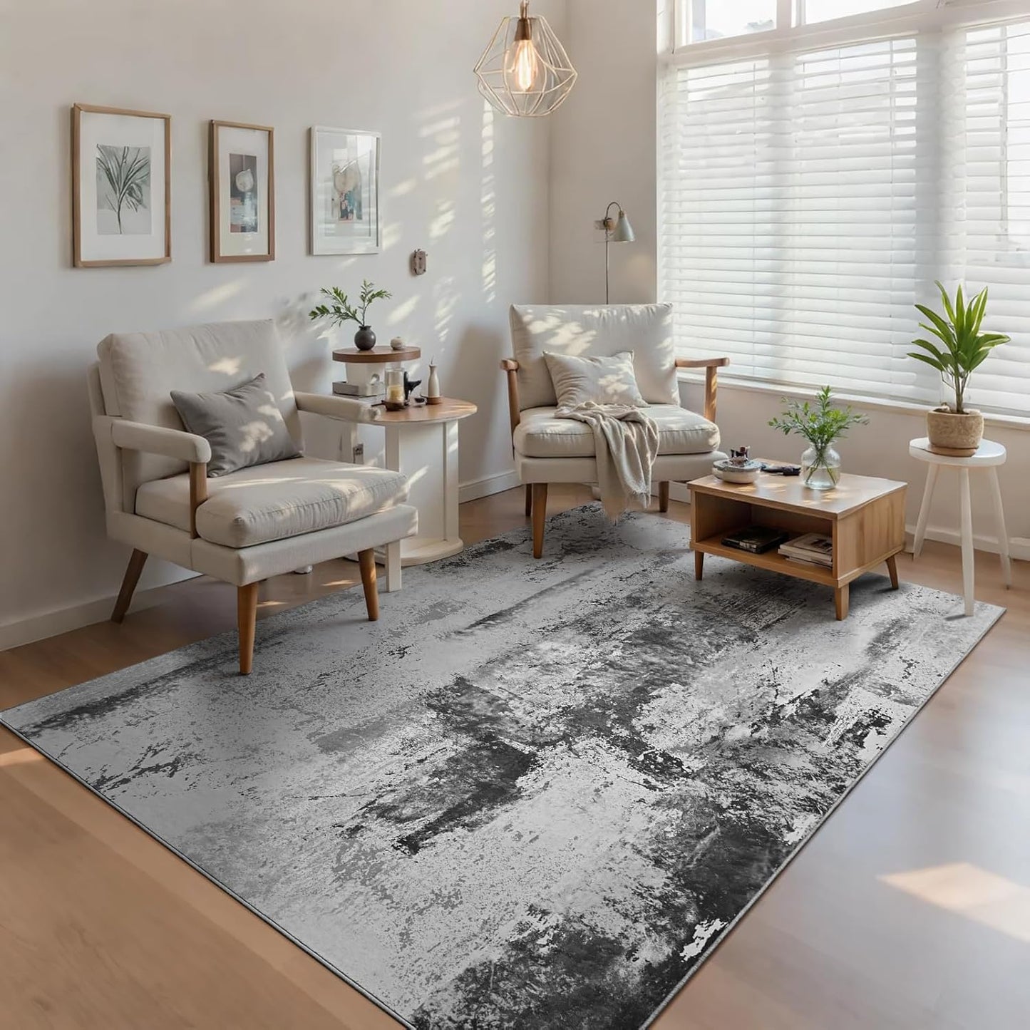 Ompaa 2x6 Rug Runners for Hallways Kitchen Runner Rug Non Slip Washable Grey Long Runner Rugs with Rubber Backing Soft Abstract Carpet Runner for Hallways, Kitchen, Bedroom, Bathroom, Entryway - Colors B