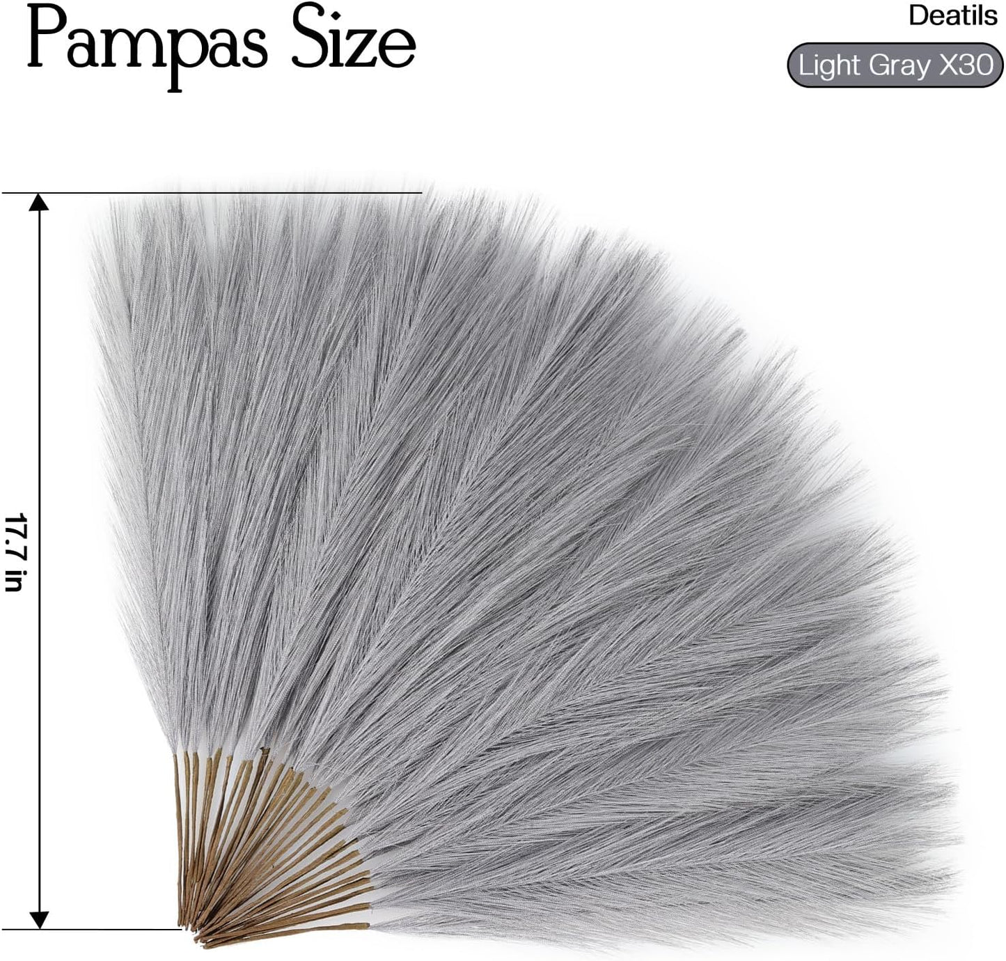 UREYMX Faux Pampas Grass Decor 17.7 Inch 6pcs, Artificial Pampas Grass Fluffy Home Decor, Short Vase Room Decor pompous Grass Flower Arrangement for Boho Home Wedding Decoration (Black)