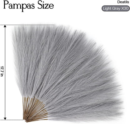 UREYMX Faux Pampas Grass Decor 17.7 Inch 6pcs, Artificial Pampas Grass Fluffy Home Decor, Short Vase Room Decor pompous Grass Flower Arrangement for Boho Home Wedding Decoration (Black)
