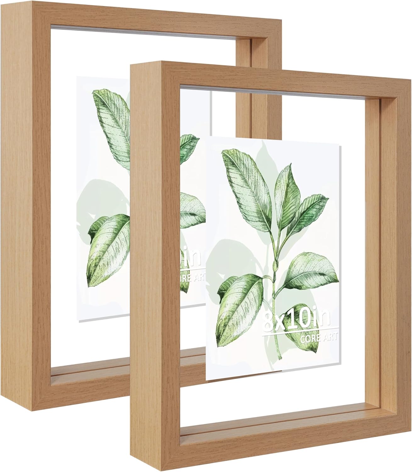 CORE ART 8x10 Floating Picture Frame,Double Plexglass Floating Frame for 5x7,4x6 Pictures,Wall or Tabletop Display,Black