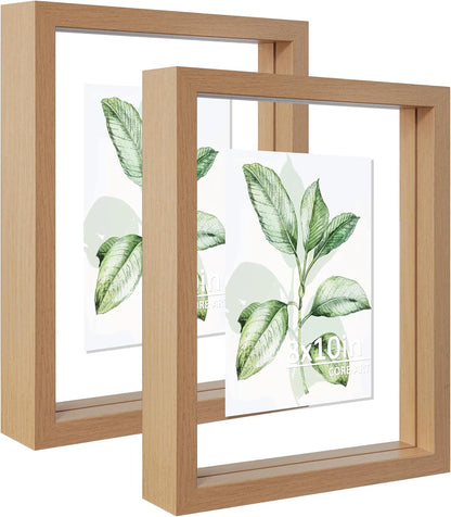 CORE ART 8x10 Floating Picture Frame,Double Plexglass Floating Frame for 5x7,4x6 Pictures,Wall or Tabletop Display,Black