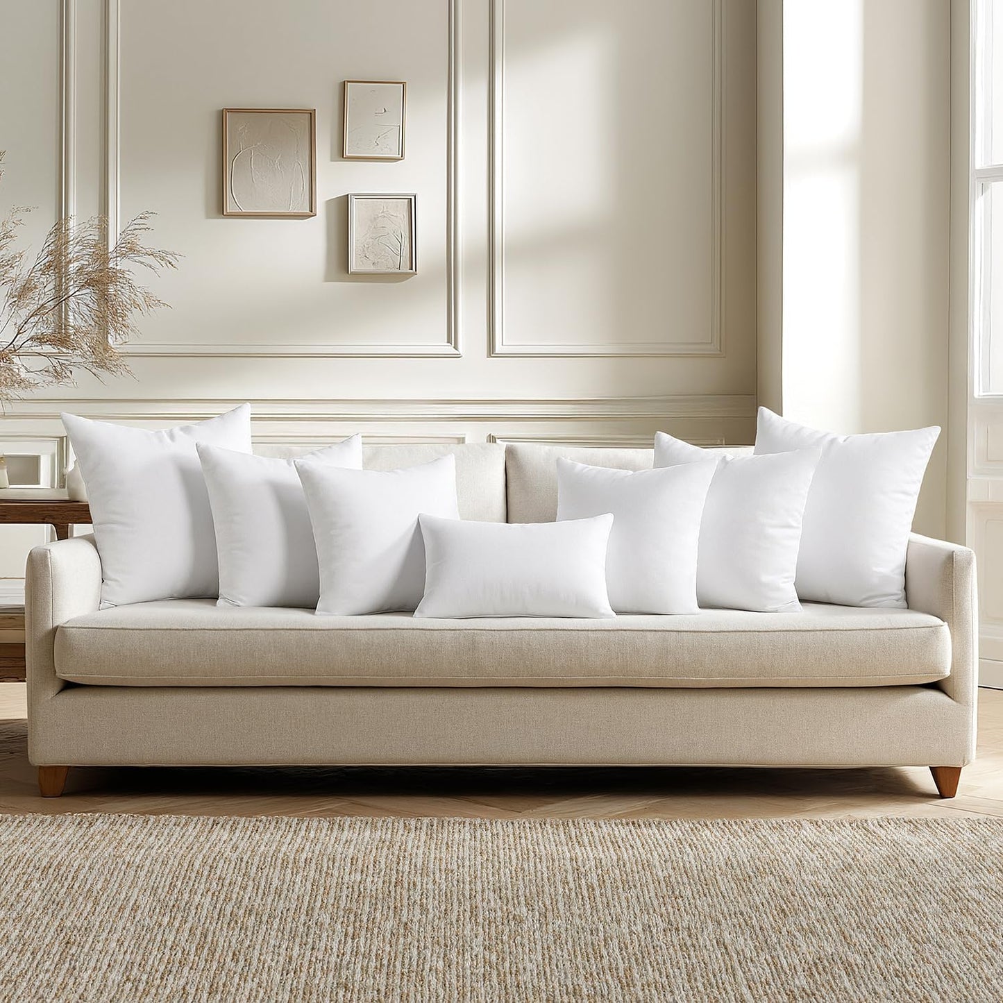 MIULEE Throw Pillows Inserts, Pack of 2 18x18 Inch 100% Virgin Fiber Filling Bed Couch Pillows