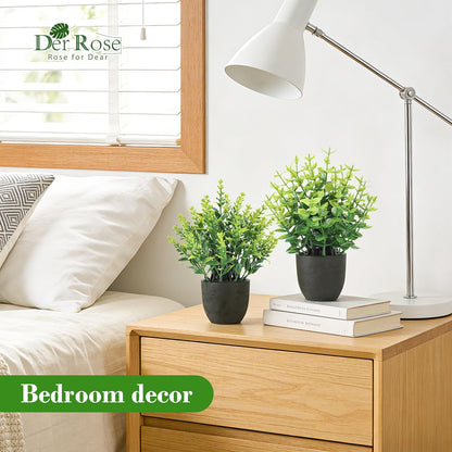 Der Rose 4 Pack Mini Artificial Plants Indoor in Pots Mixed Fake Plants Greenery Set for Bathroom Decor Shelf Counter Styling Office Desk Farmhouse Room Decor