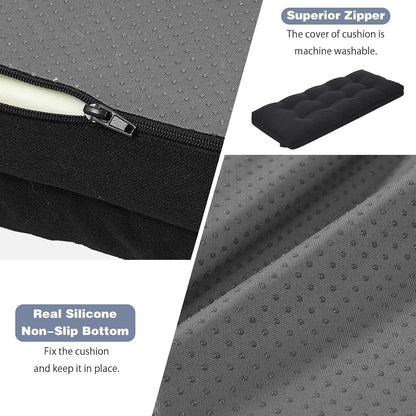 baibu 40 Inch Dual-Layer Patent Design Memory Foam Bench Cushion, Non-Slip Indoor Bench Cushion Standard Size Foam Pad with Machine Washable Cover (Dark Grey, 40x16x3in)