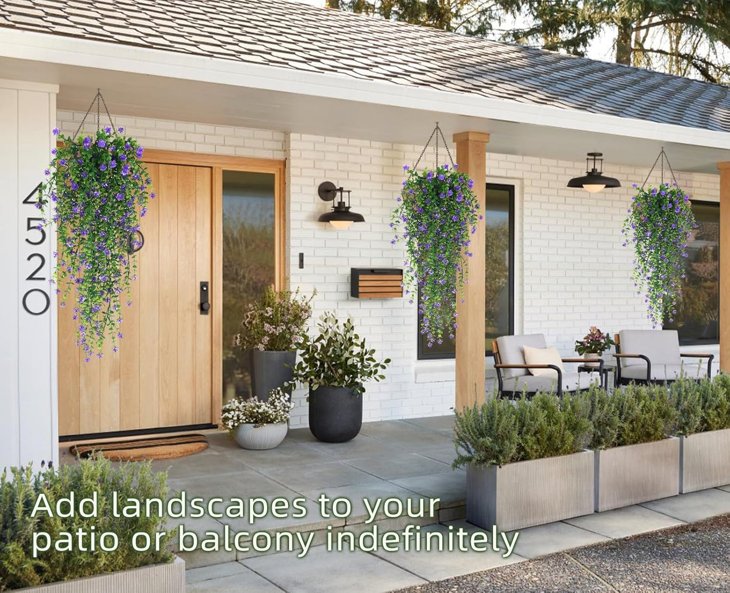 RECUTMS Artificial Hanging Plants Fake Hanging Plant Faux Eucalyptus Leaf Greenery Vine Outdoor UV Resistant Plastic Plants Home Garden Wedding Party Indoor Outdoor Decorations(White)