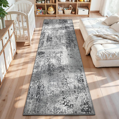 Ompaa 2x6 Rug Runners for Hallways Kitchen Runner Rug Non Slip Washable Grey Long Runner Rugs with Rubber Backing Soft Abstract Carpet Runner for Hallways, Kitchen, Bedroom, Bathroom, Entryway - Colors A