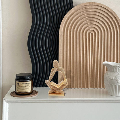 Sparkling Gold Reading Women Statue, Thinker Sculptures, Abstract Art Ornament, Modern Aesthetic Figurine Decoration for Home Living Room Bedroom Office Shelf Table Desk Bookshelf Decor