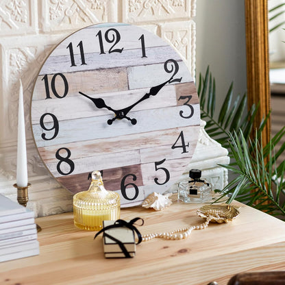 KECYET Wall Clock Battery Operated 8 Inch Silent Non Ticking Coastal Design Country Rustic Retro Decorative for Bathroom Kitchen Living Room Bedroom