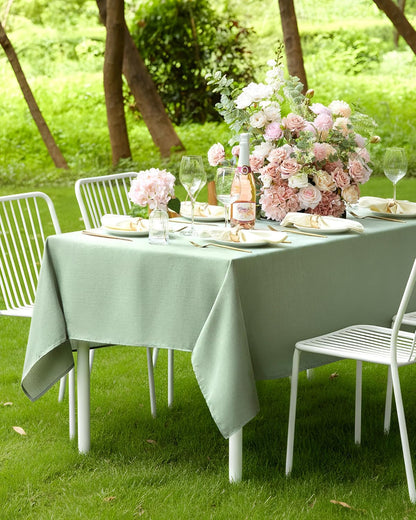 Pureegg Rectangle Linen Tablecloth Waterproof & Stain Resistant, Wrinkle-Free Table Cloth Adds Elegance and Protection, Ideal for Dining, Party, Wedding and Outdoor, 52 x 70 Inch, Sage Green