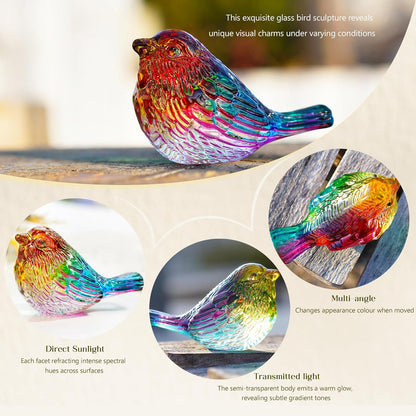 H&D HYALINE & DORA Blue Glass Bird Figurines Bird Gifts for Bird Lovers Women Crystal Glass Animal Figurine Collectible for Home Shelf Decor
