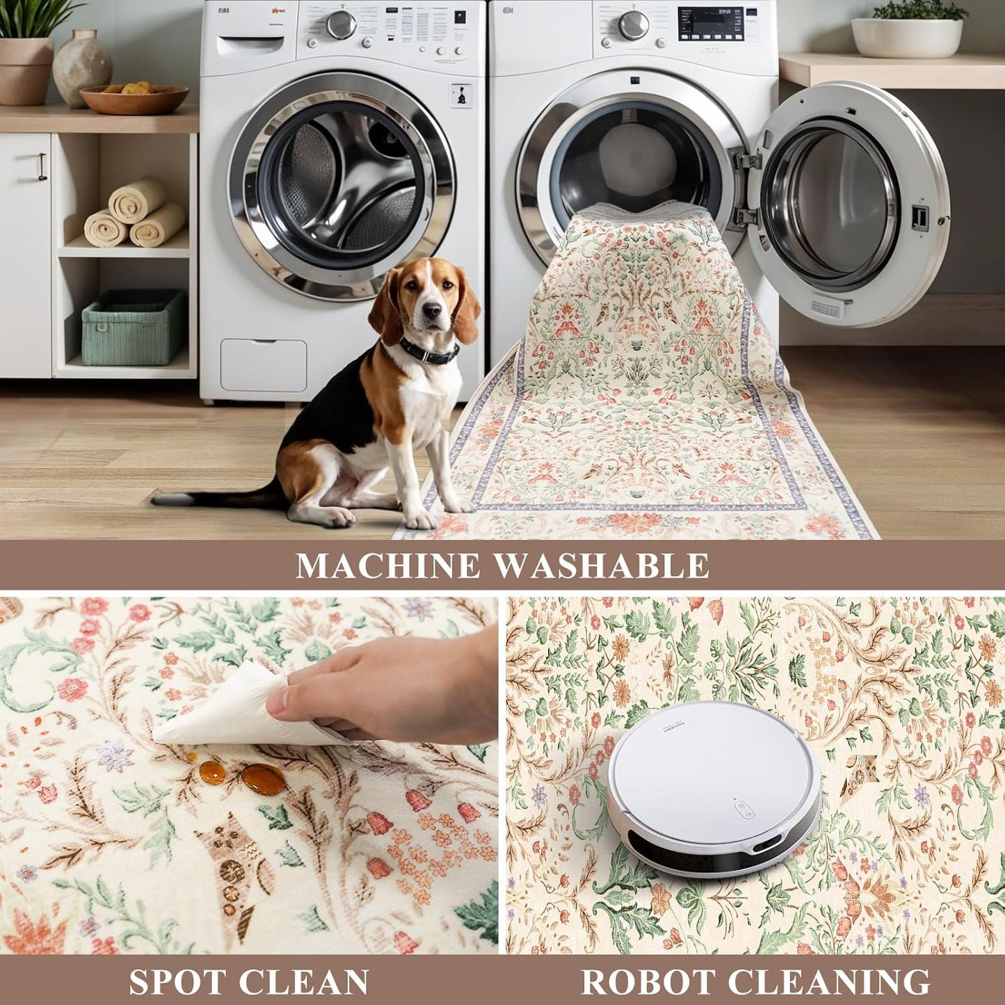 2x3 Washable Non-Slip Area Rug - Soft Low Pile Throw Rug for Kitchen Entryway Bedroom - Modern Indoor Door Mat with Rubber Backing (Beige Grey) - Colors A