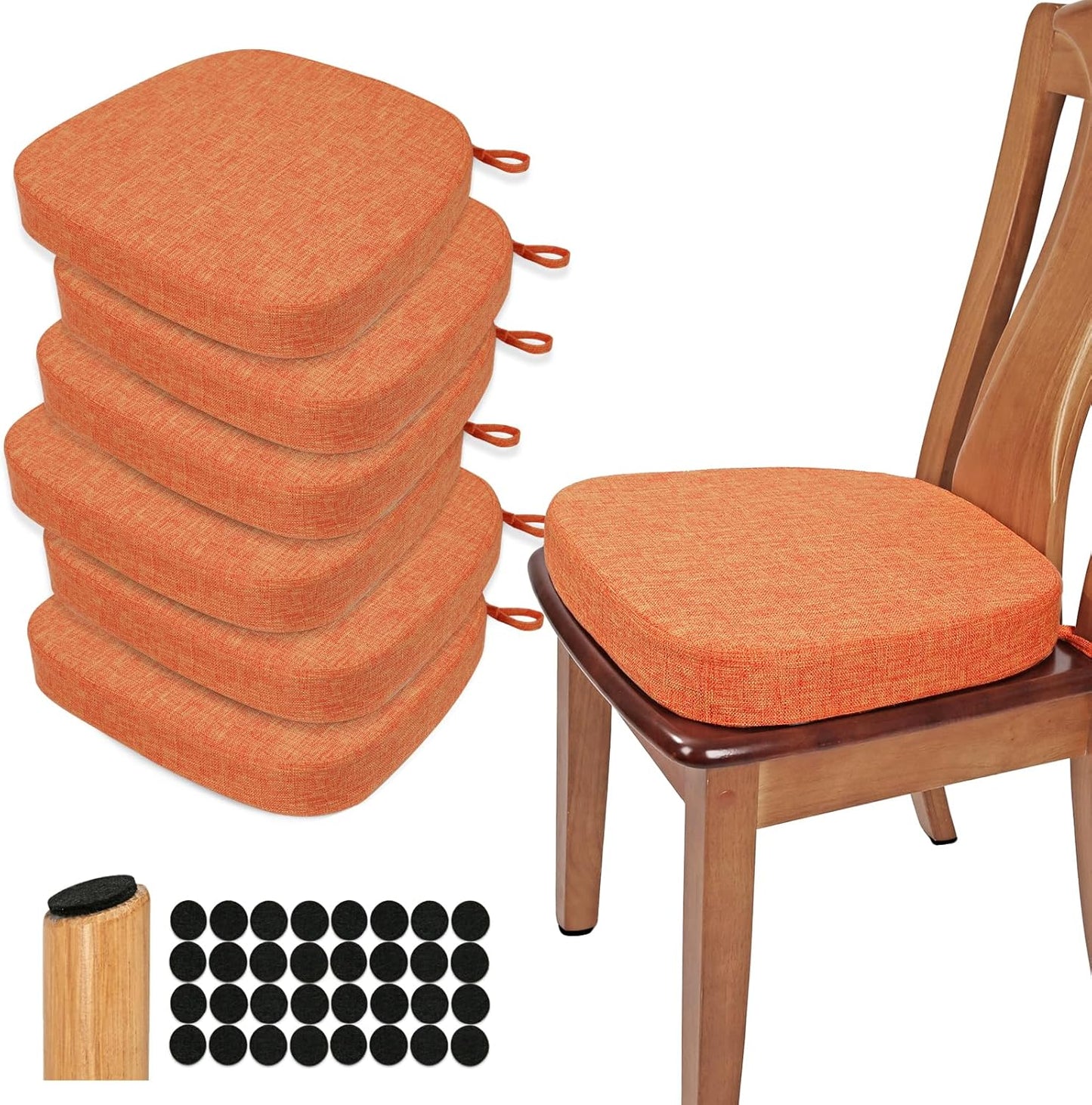 BUYUE Thickened 2.5" Friendly Woven Fabric Dining Chair Cushion, U-Shape High Density Foam Comfortable Chair Pad for Kitchen, Slip Resistant Indoor Seat Cushion (1 Piece, Dark Gray)
