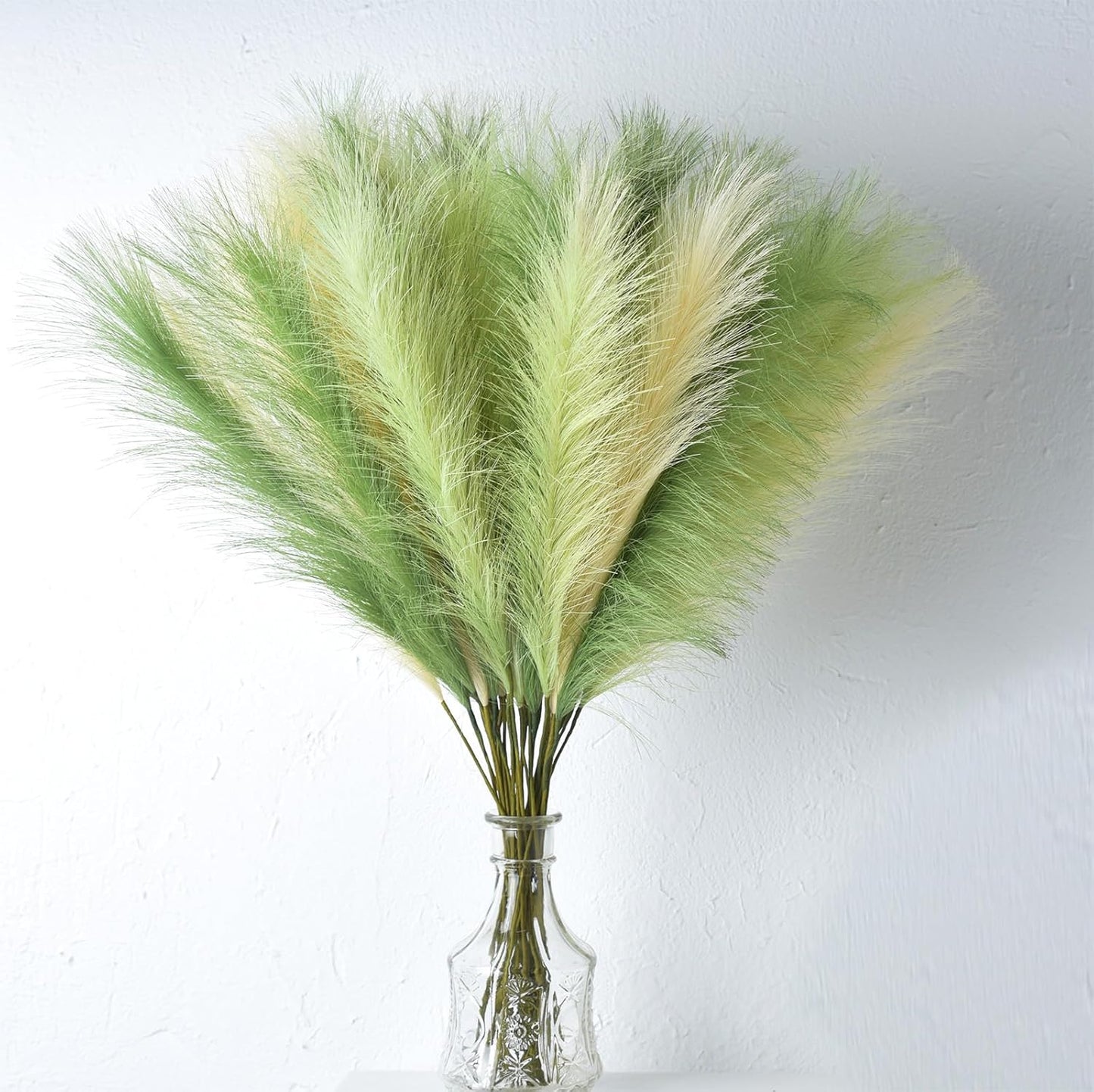 LSKYTOP Orange Pampas Grass Decor,23Inch 12pcs Faux Pampas Grass Bouquets Artificial Pampas Fake Pampas Flower for Home Living Room Bedroom Vase Decor