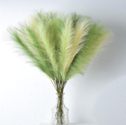 LSKYTOP Orange Pampas Grass Decor,23Inch 12pcs Faux Pampas Grass Bouquets Artificial Pampas Fake Pampas Flower for Home Living Room Bedroom Vase Decor