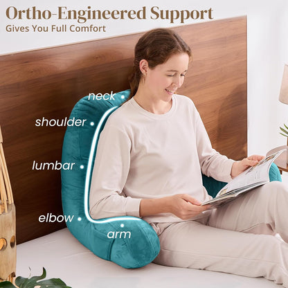 Sasttie Reading Pillows for Sitting in Bed Adult, Back Pillow Bed Sitting Up, Back-Rest Support Cushion for Sit Up on Couch, Sofa, and Floor, Dorm Essentials, Oeko-Tex Certified, Dark Grey