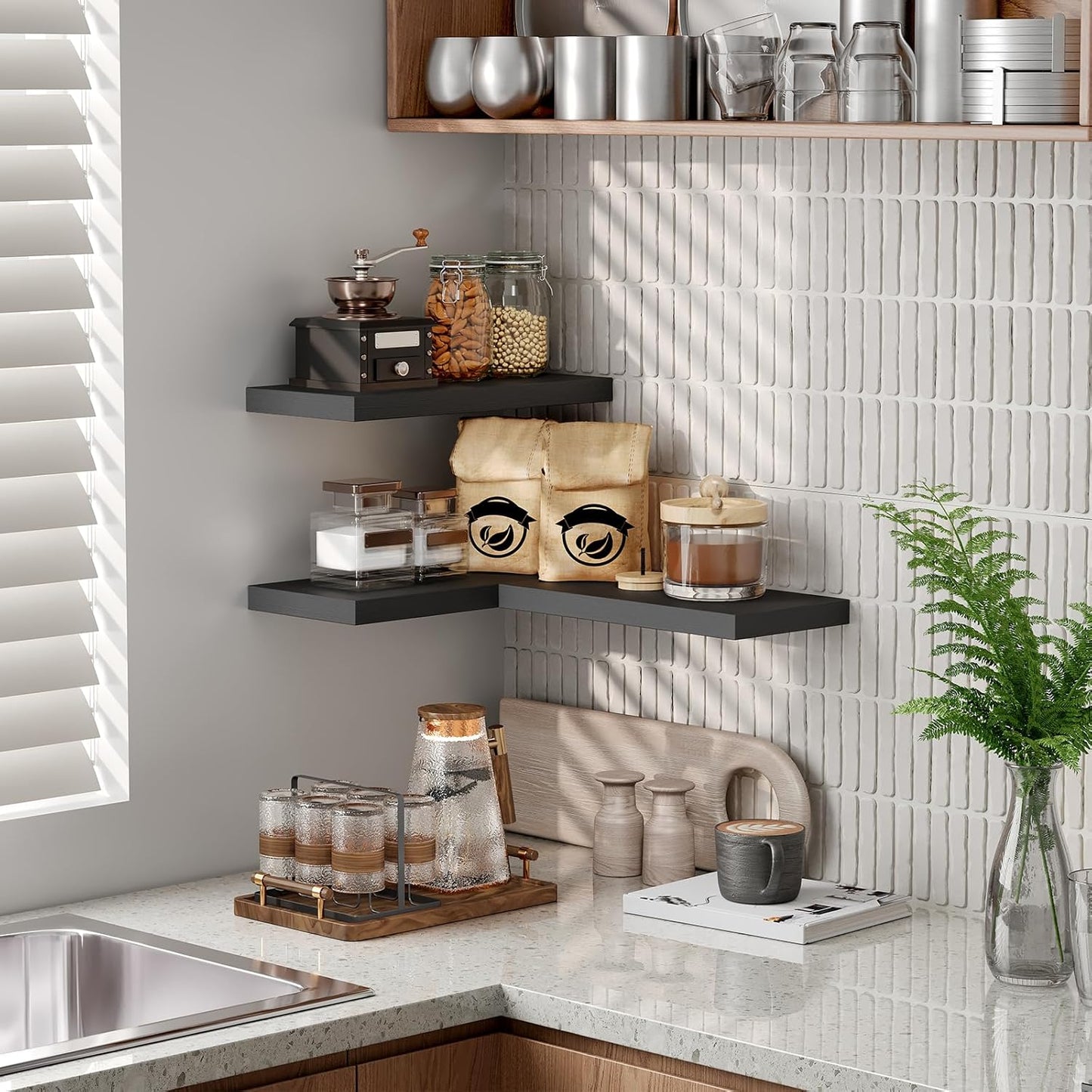RALGEND Floating Shelves for Wall, 1.5" Thick Wall Shelf Set of 3 with Invisible Brackets, L31.5 x W7.9 Hanging Shelves Farmhouse Home Decor for Bathroom, Living Room, Bedroom, Rustic Brown 8301BJP3BF