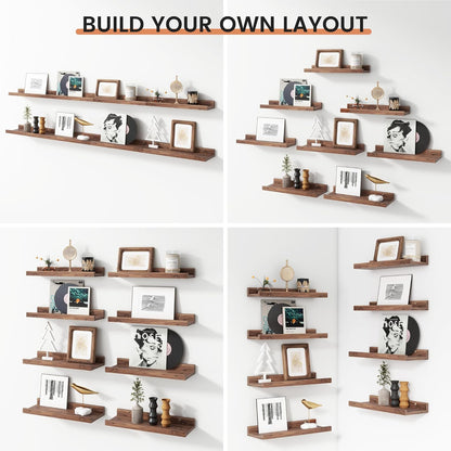 FLYJOE Floating Picture Ledge Shelves for Wall Set of 4, 48 Inch Wall Shelves with Lip Long Large Nursery Book Shelf for Toys Storage Kids Bookshelf Wall Mounted Living Room Bedroom Decor Frames