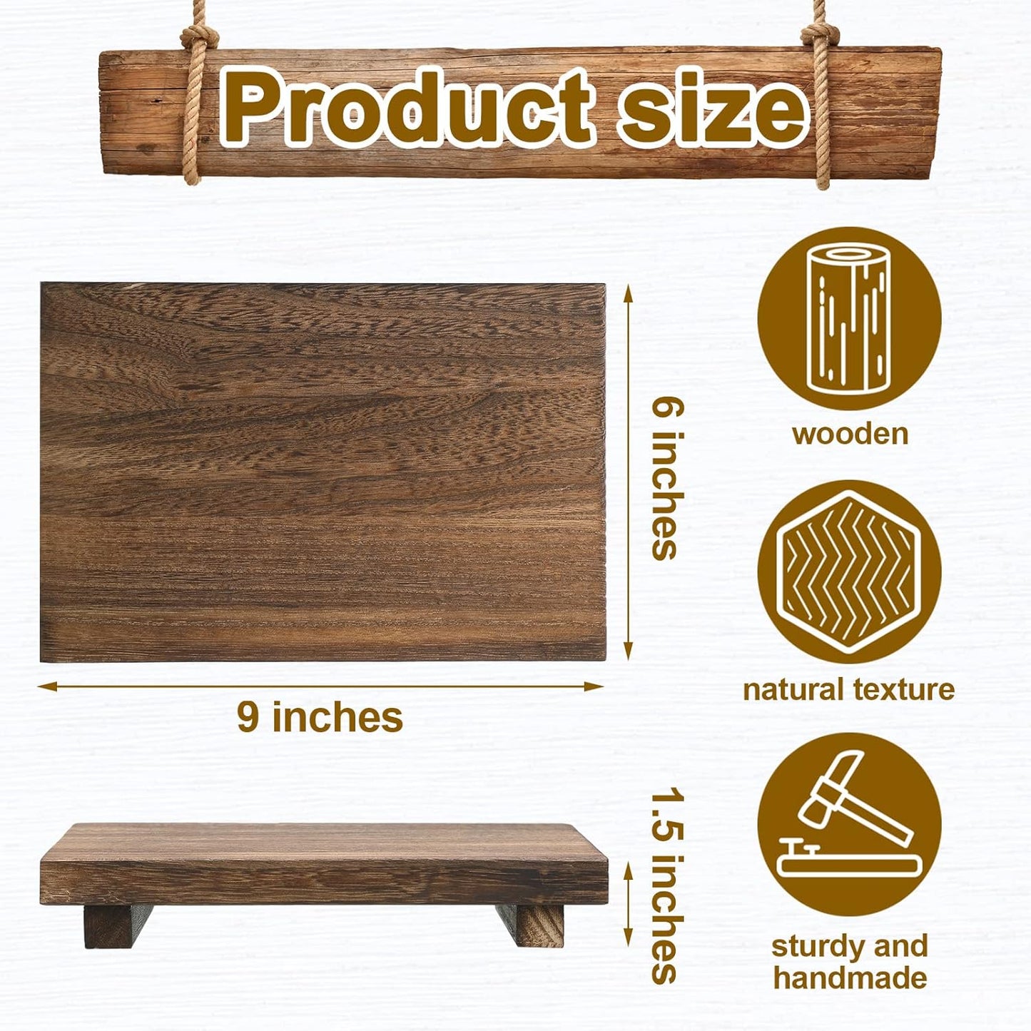 Nuogo Wood Riser Tray Soap, Stand Soap Tray for Kitchen Sink, Wood Pedestal for Kitchen Counter Sink Stand Decorative Rustic Bathroom Dishes Plant Bottles Candles Display(12 x 7 Inch,Brown)