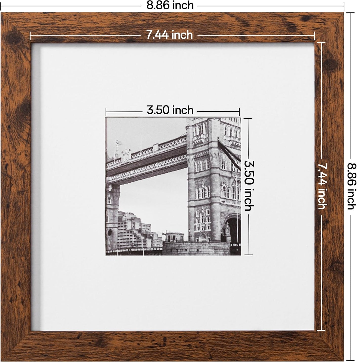 eletecpro 12x12 Picture Frames Set of 9 with Clear Acrylic Cover, Display 8x8 Photos with Mat or 12x12 Without, Classic and Sturdy Square Collage Gallery Wall Decor, Easy Wall Mount, Black