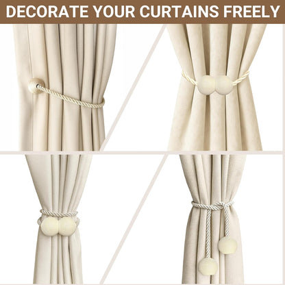 Hion Magnetic Curtain Tiebacks Black 2pcs, Curtain Tiebacks Buckles Holdbacks Holders Hooks Clip for Home Outdoor Bedroom Office Decorative Curtain