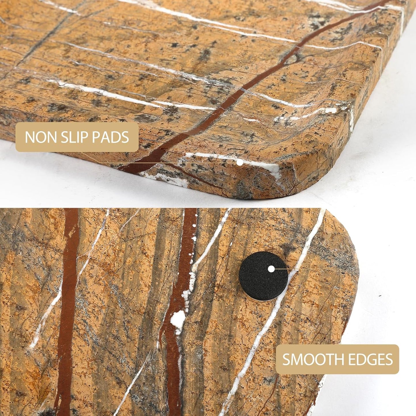 Koville Romano Travertine Tray, 12"x8" Natural Stone Vanity Tray for Countertop Bathroom Kitchen Dresser, Decorative Marble Catchall Trays for Perfume Jewelry, Rectangular Serving Tray(Beige)