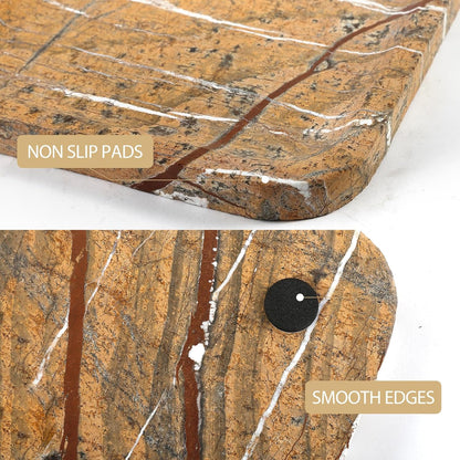 Koville Romano Travertine Tray, 12"x8" Natural Stone Vanity Tray for Countertop Bathroom Kitchen Dresser, Decorative Marble Catchall Trays for Perfume Jewelry, Rectangular Serving Tray(Beige)