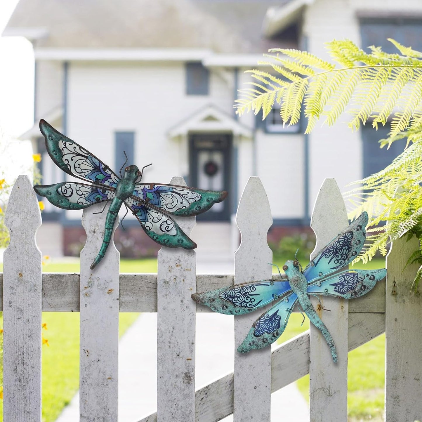 LIFFY Metal Dragonfly Wall Decor Handmade - Outdoor Metal Wall Art Decor for Patio Garden Fence Living Room, Bedroom, Dragonfly Gifts